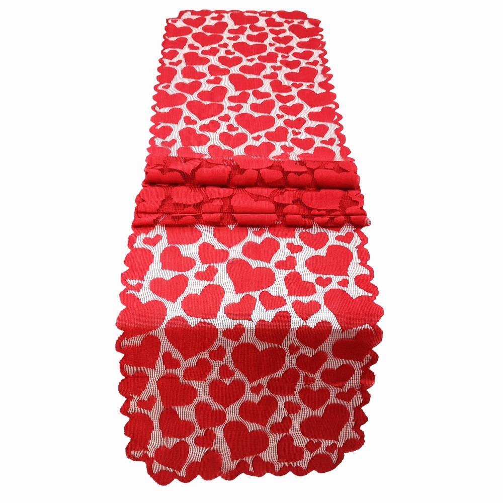 Valentines Day Table Cover Lace Tablecloth Wedding Red Heart Table Runner Table Decoration