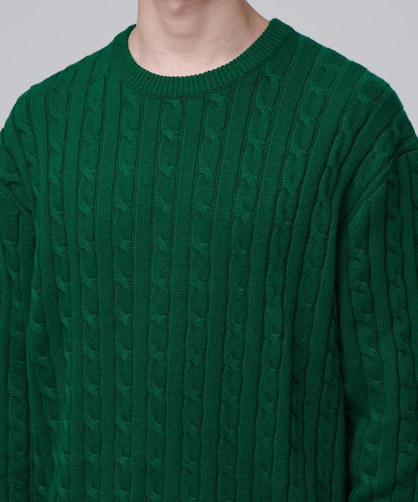 MUSINSA STANDARD Cable Crew Neck Knit [Jolly Green]