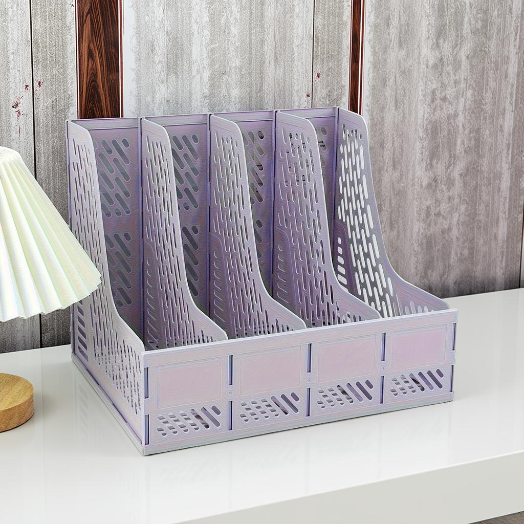 Splicable Plastic Desktop File Rack Vertical A4 Document Holder Multi-grid Magazine Organizer Office Stationery Storage