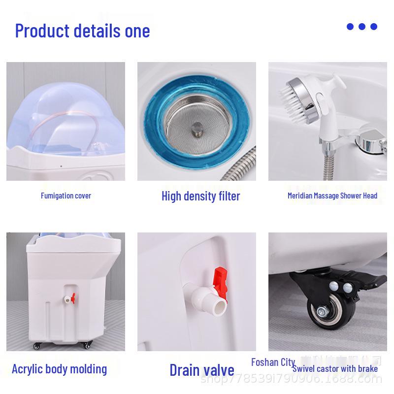 Portable Shampoo Basin with No Plumbing, Water Circulation, Constant Temperature, Top & Bottom Inlet for Salon Head Therapy