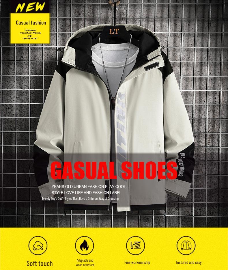 Męska modna casualowa kurtka plus size na wiosnę/jesień, extra duża cienka odzież wierzchnia