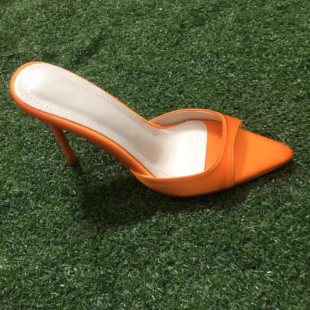 Pointed Women'S Shoes One-Word Stiletto Super High Heel Fashion Sexy Temperament Large Size Slippers
