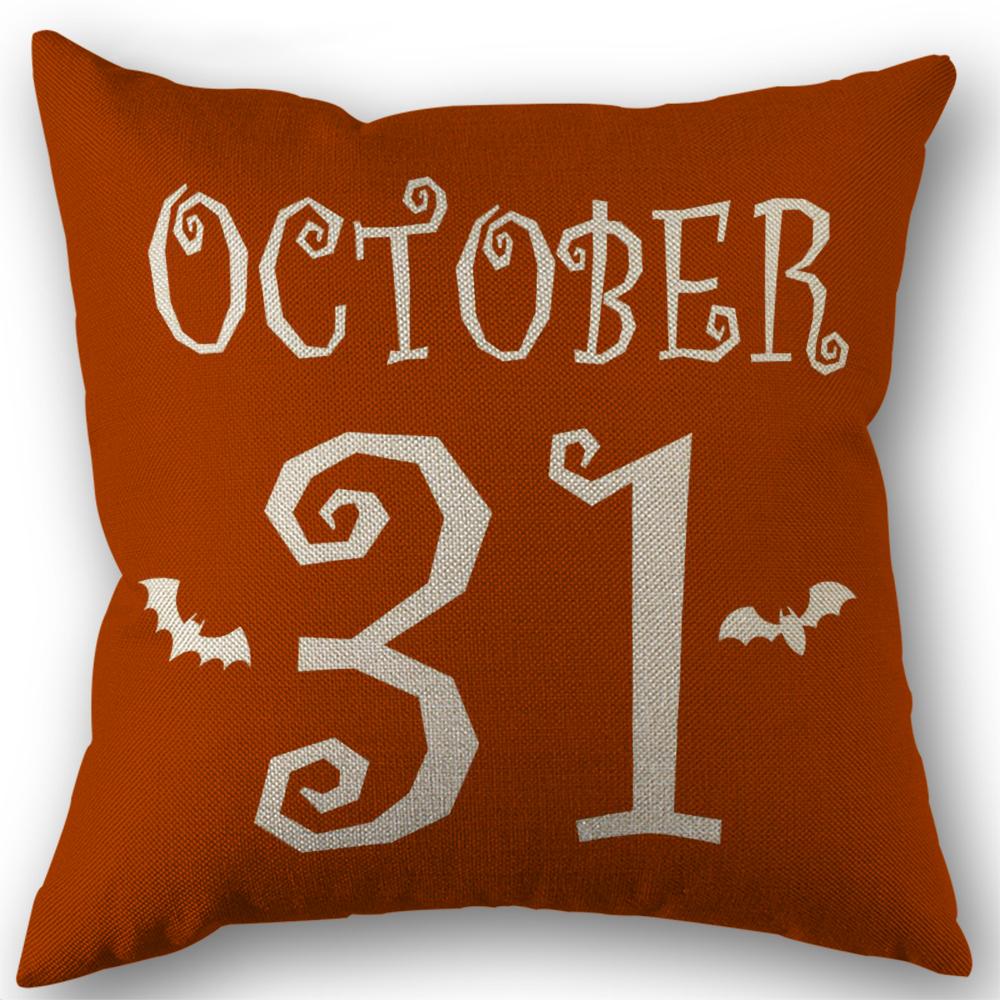 Halloween Decor Pillow Case 45x45 Pillow Cover Funny Pumpkin Ghosts Black Cat Print Cushion Cover Home Decorations Holiday Gifts