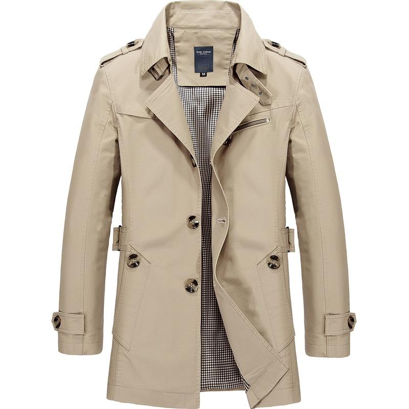 Herbstwäsche Herren Freizeitmantel Mittellange Windjacke Herren Business Herrenjacke