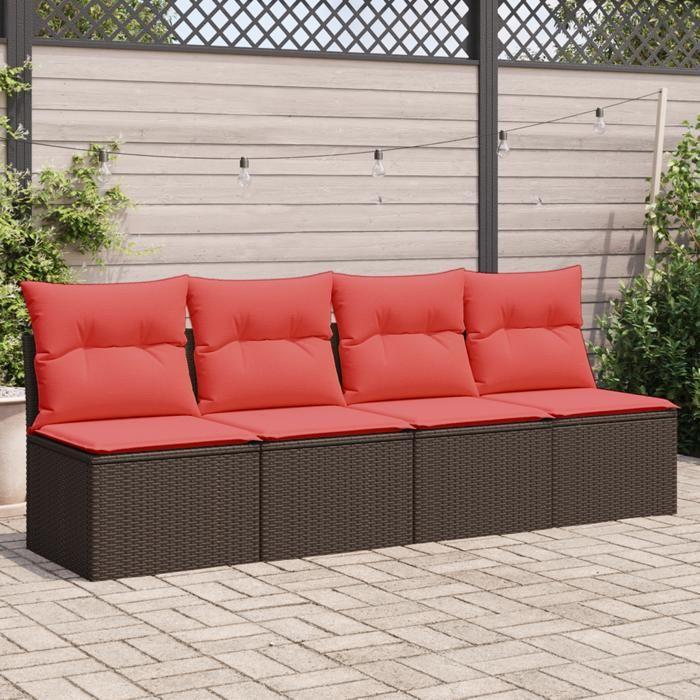 VidaXL Canapé de jardin avec coussins 4 places en rotin polypropylène marron 366228