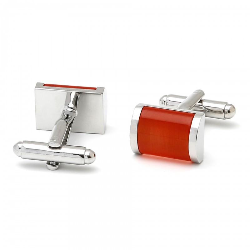 Men s Cufflinks Light Luxury Orange Red Opal Stone French Sleeve-Stuffed Buttons artificial