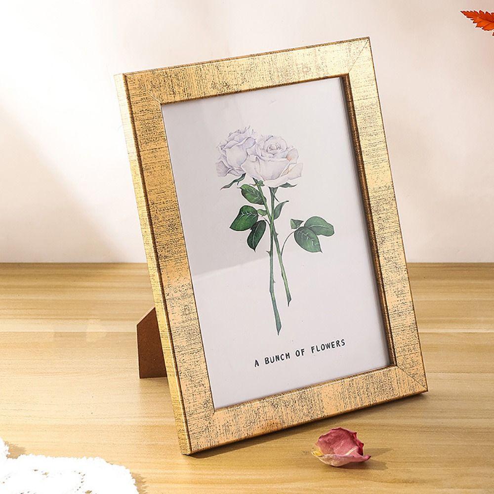 Creative Multi-sizes Photo Frame Silver Gold Desktop Ornament Picture Frame Wood Accessories Drawing Frame Commemorative