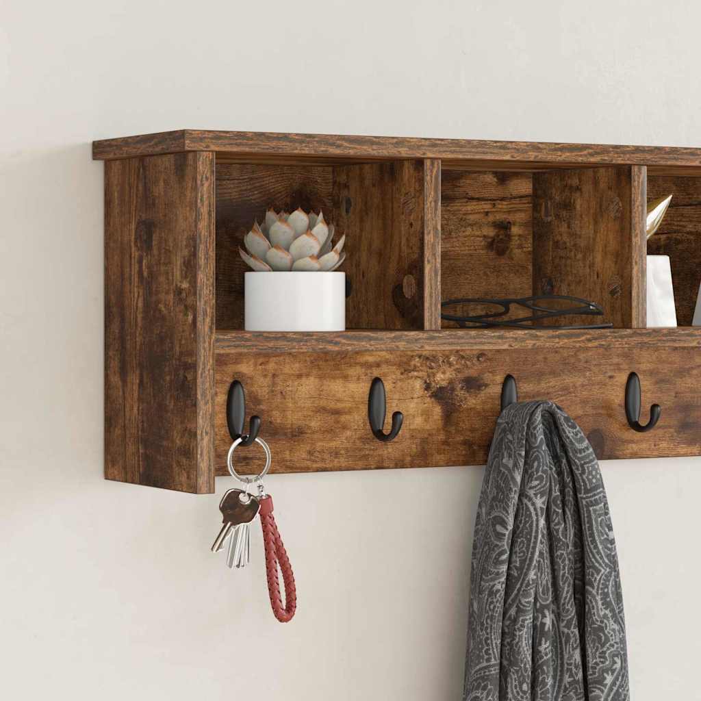 Wall Mounted Nightstand Smoked Oak 100 x 16 x 26 cm