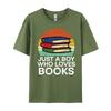 Kids Just A Boy Who Loves Books Read Reading Librarian Funny Shirts Clothes England Style