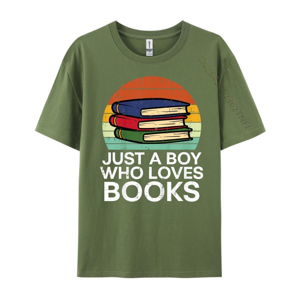 Kids Just A Boy Who Loves Books Read Reading Librarian Funny Shirts Clothes England Style