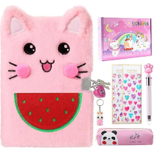 

Дневник кошки для девочек с замком и ключами, Детский журнал, Школьный дорожный блокнот, Подарочный набор для письма и рисования, Секретный дневник с разноцветной ручкой C pink cat