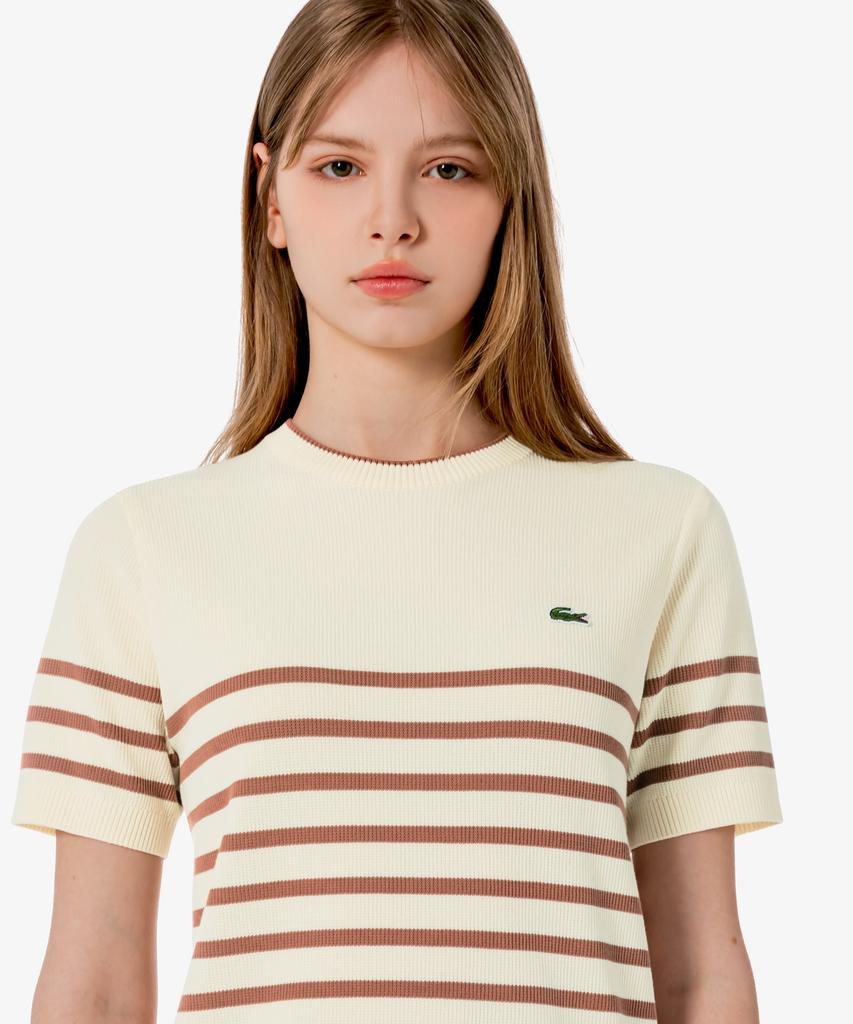 LACOSTE Women'S Striped Short Sleeve Sweater Af415E-56G 056