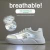 2025 Summer Women's Korean Style White Sneakers: Height Increasing, Breathable, Trendy Skateboard Shoes