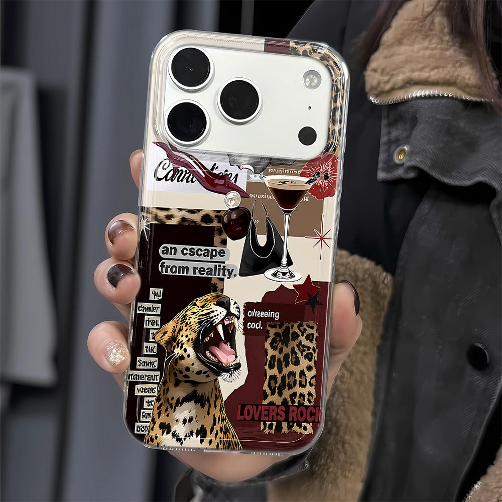 Leopard Print Collage Phone Case For Iphone 17 Air 16 15 14 Pro 13 12 11 Pro Max 16 Plus Shockproof Silicone Cover