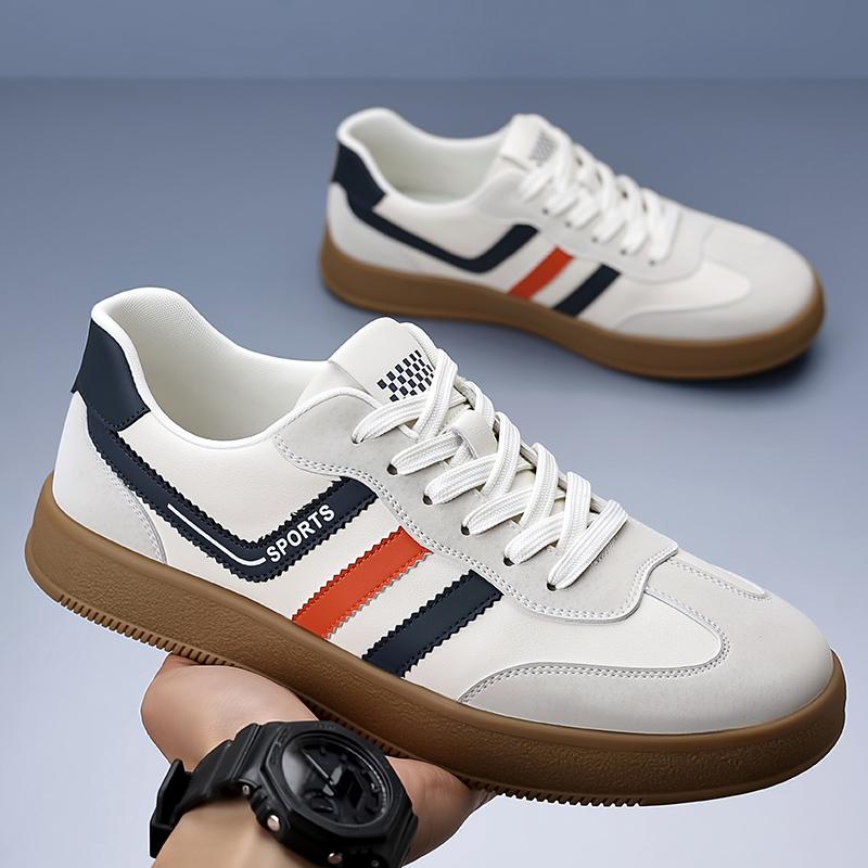 Breathable Lace-up Outdoor Shoes Men's Leather Walking Flats Male Daily Skate Shoes Comfortable Business Dress Sneakers
