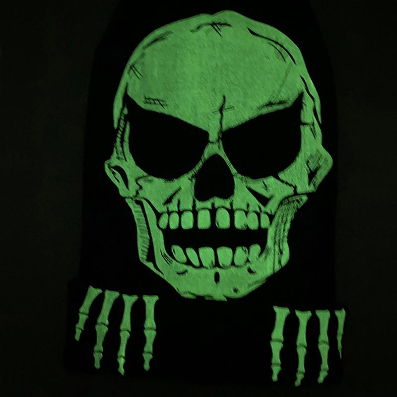 Fashion Halloween Skeleton Ghost Gloves Hat Creative Luminous Half Finger Full Fingers Print Warm Breathable Gloves Gifts