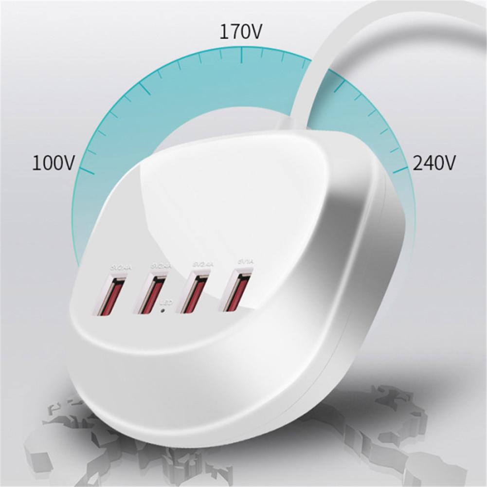 4 USB Ports Extension Socket Power Strip Adapter Charger Outdoor Travel Charging for Smartphone Tablet