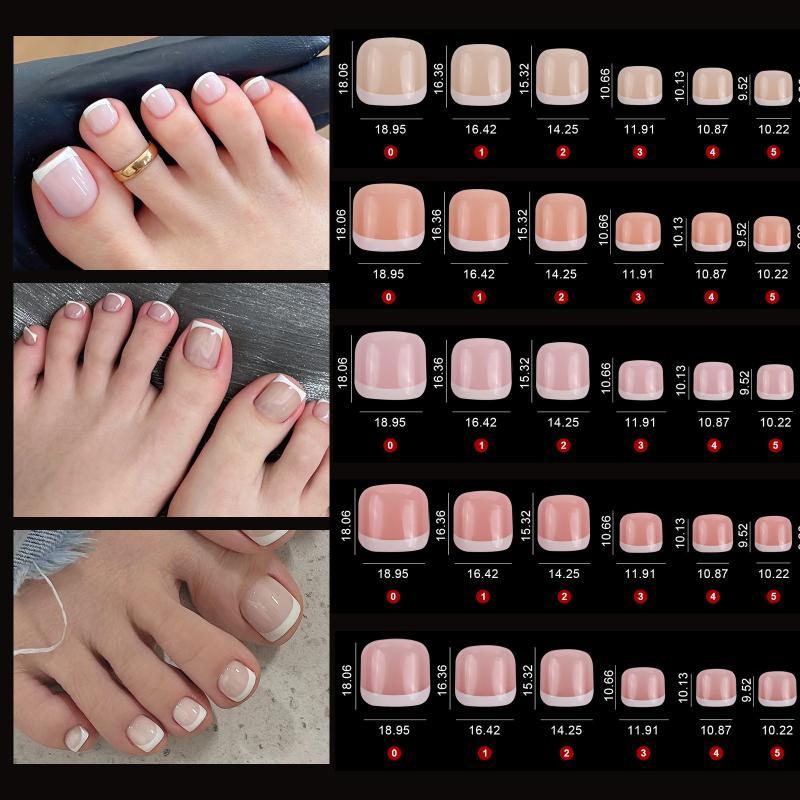 Artificial Short Square Toenails 120Pcs White Full Cover Press On Toe Nails for Women Summer Beach Holiday
