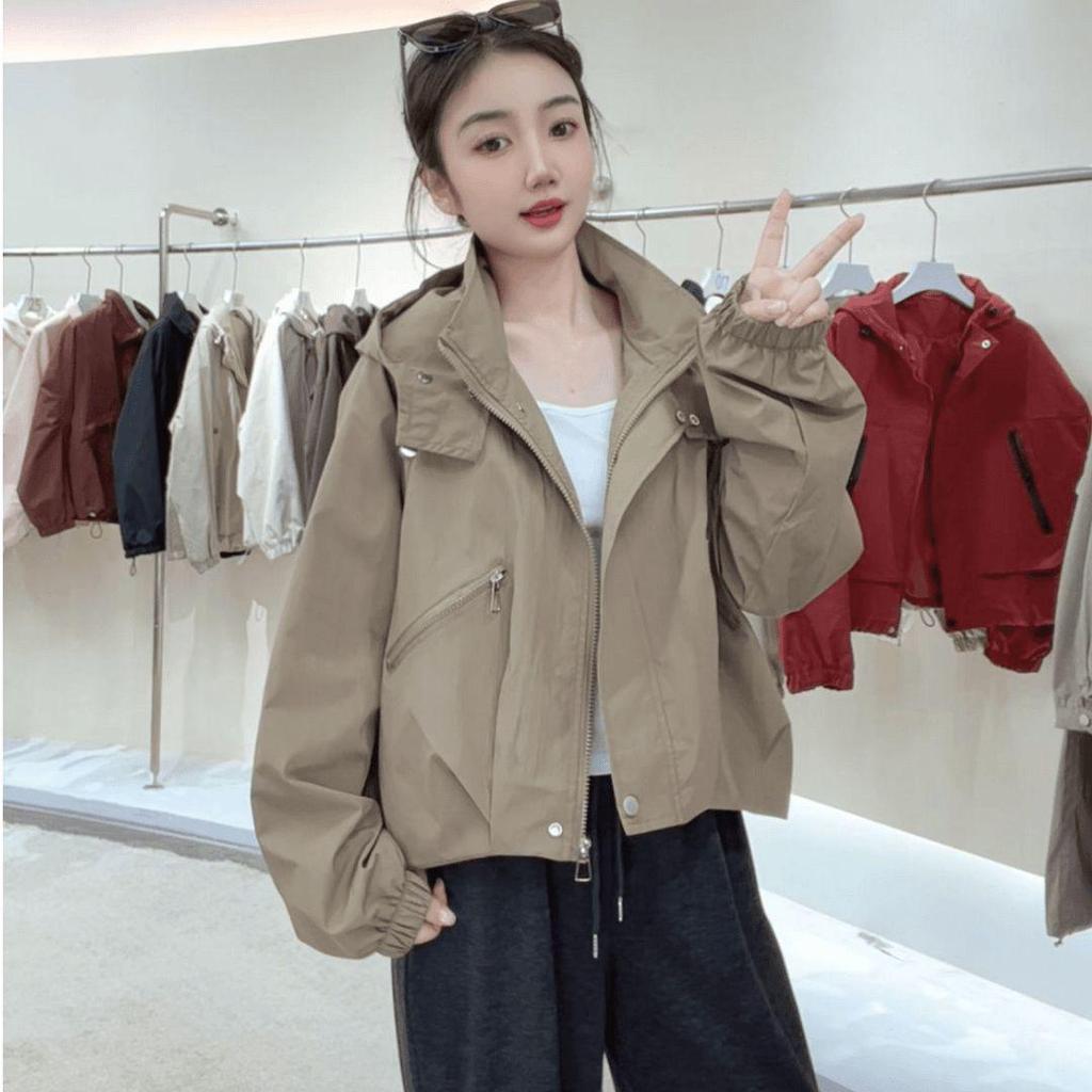 Stilvolle Damen-Kapuzen-Windbreaker-Jacke - Herbst 2025 Lockerer Schnitt Arbeitskleidungs-Stil für zierliche Größen