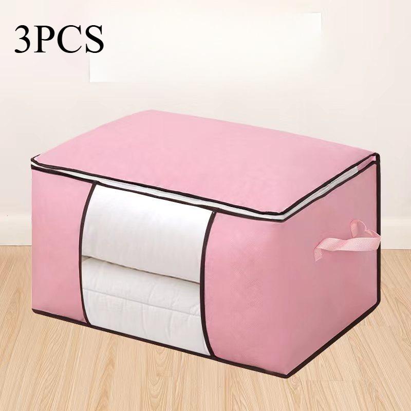 3pcs Large Storage Bag, Foldable Clothes Storage Box, Camping Sleeping Bag Storage Bag with Zipper and Lid,Suitable for Clothes