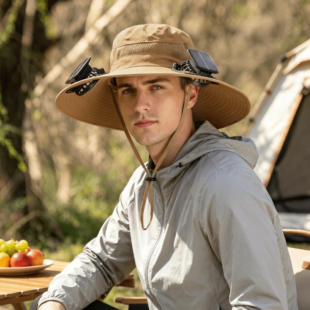 UPF50 Solar Fan Hat Anti-UV Fan Fisherman Hat Summer Fan Wide Brim Hat Travel