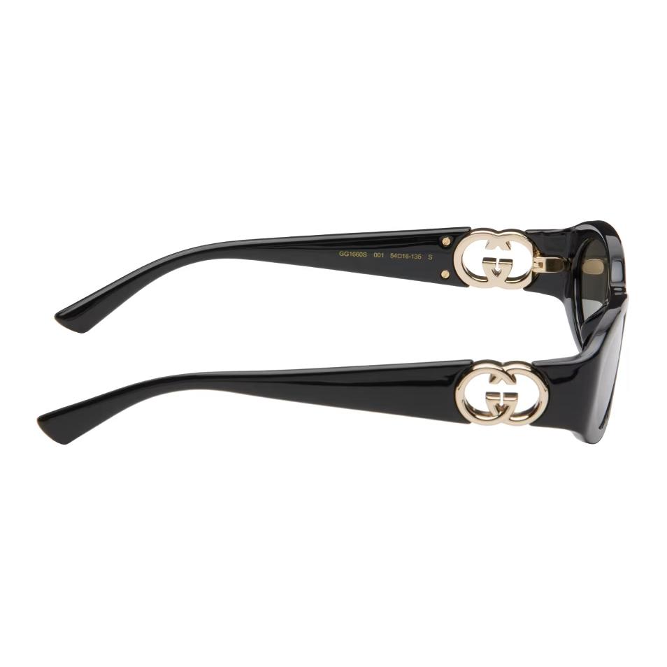 GUCCI Gucci Logo Detail Oval Sunglasses Men's Black