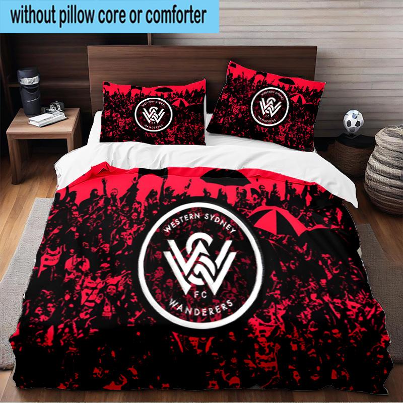 Western Sydney Wanderers Fc 3PCS Print Bedding Set, Includes A Duvet Cover and Two Pillowcases for Bedroom, Dormitory, Suitable for All Seasons