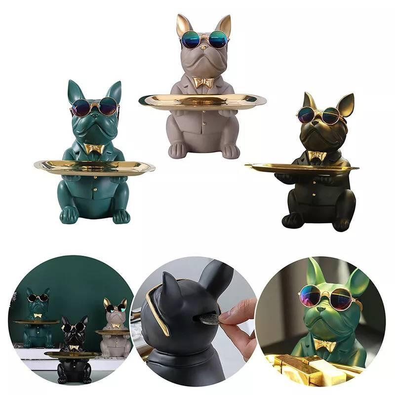 Creative Bulldog Dog Resin Decorative Piece For Key Storage And Candy Display