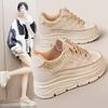 Fashion 2024 Autumn Chunky Casual Shoes For Woman Outdoor Elasticity Sports Shoes Vulcanized Shoe College Student Solid Durable Sneakers