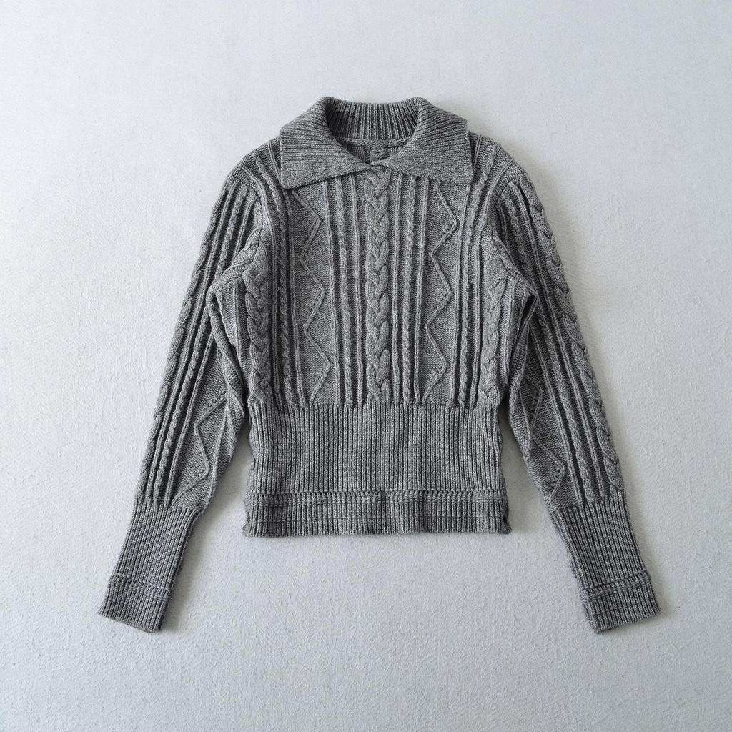 Retro Sweter Krótki z Dekoltem i Splotem Warkoczowym w Koreańskim Stylu WS9295-26