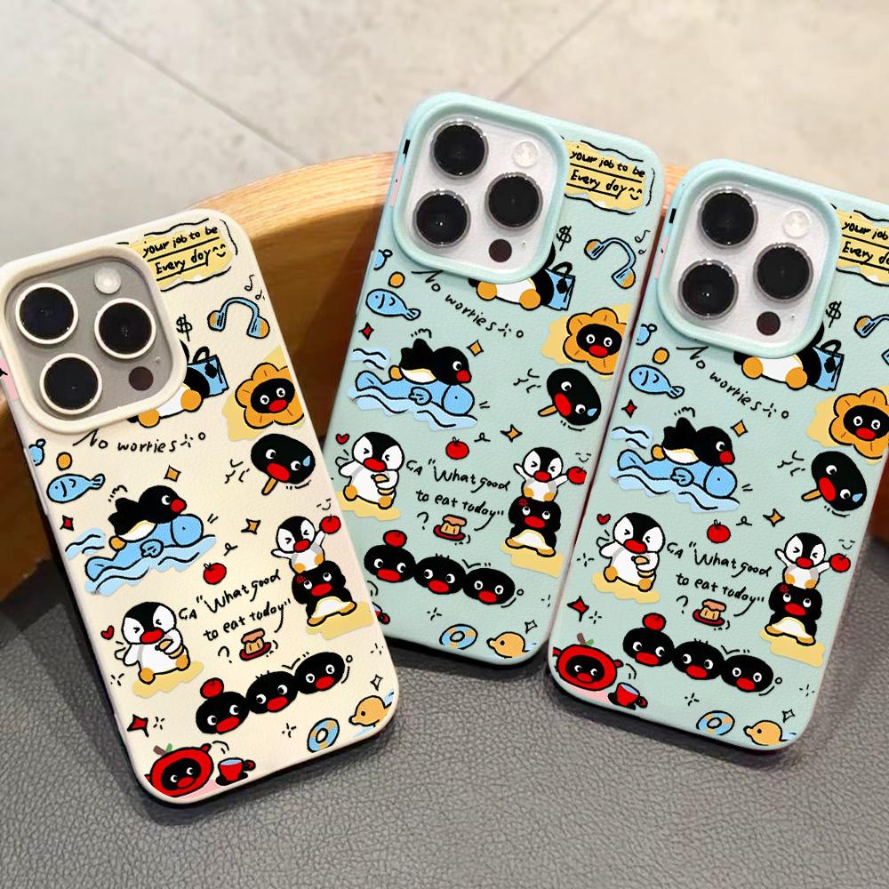 Handyhülle für iPhone 11 13 Hülle iPhone 12 14 15 16 Pro Max 12 Pro 15 Plus Leder lackiert wasserdicht sturzsicher und verschleißfest Cartoon