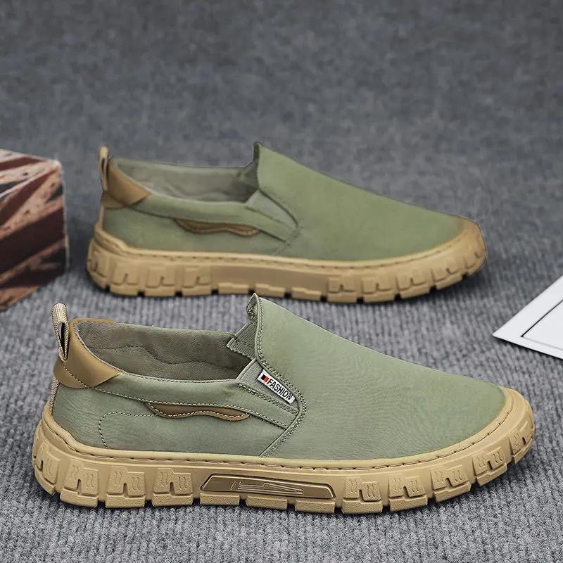 Pantofi sport pentru bărbați, pantofi de mers pe jos, cu talpă din PVC, respirabili, antiderapanți, la modă, gri, din pânză, pentru bărbați