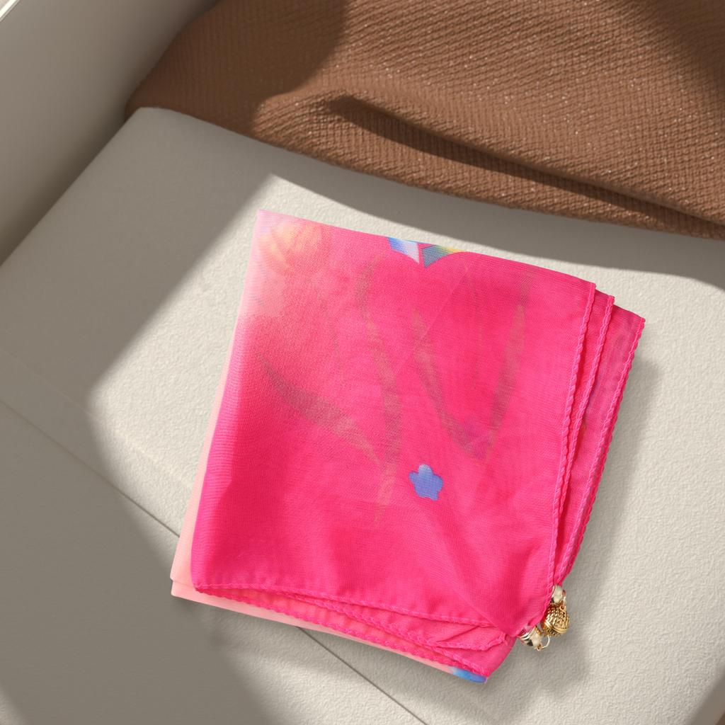 Women Magnetic Buckle Necklace Pendant Summer Spring Printed Necklace Accessories Chiffon Silk Scarf Mother's Day Gifts Fashion