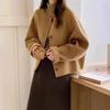 Double-Sided Wool Short Cashmere Coat - Autumn/Winter Korean Style, Petite Silhouette with Round Neck.