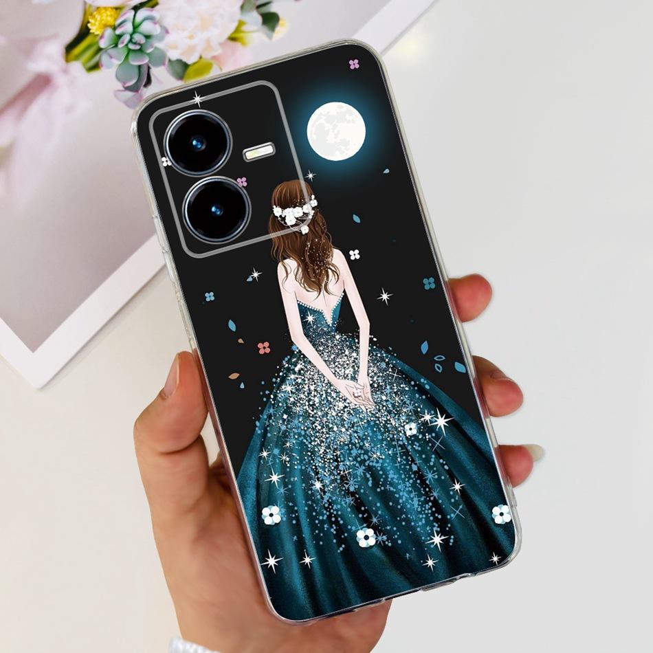 For Vivo Y22s Y22 Case VivoY22 Y 22 22S 4G 2022 V2206 V2207 Elegant Printing Soft Silicone Clear TPU Slim Phone Back Cover