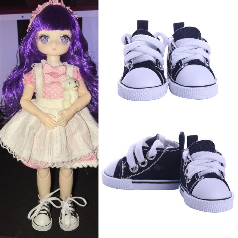 1 Pair 5cm 1/6 Handmade Denim Canvas Cloth Doll Shoes 18 Inch Lovely Mini Doll Toy Accessories Multicolor