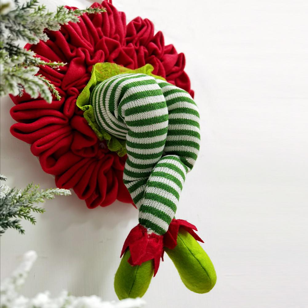 Christmas Elf Leg Wreath Xmas Tree Topper Garland Ornaments Christmas Wreath Elf Legs Garlands for Front Door Holiday Decor