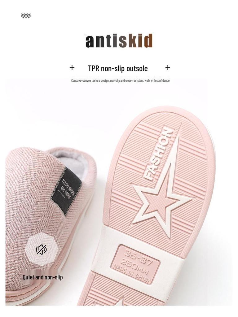 Nordische minimalistische Winter-Baumwollpantoffeln: TPR Rutschfest, Verdickte Wärme für Männer & Frauen, Ideal für den Innenbereich