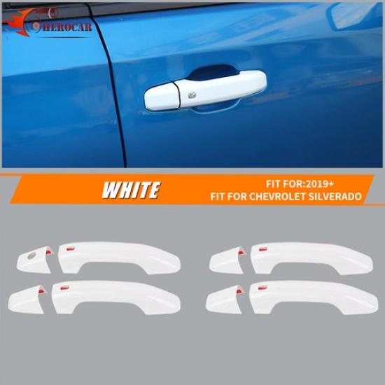 8x White Door Handle Cover Trim Shell For Chevy Silverado/Sierra +/Suburban
