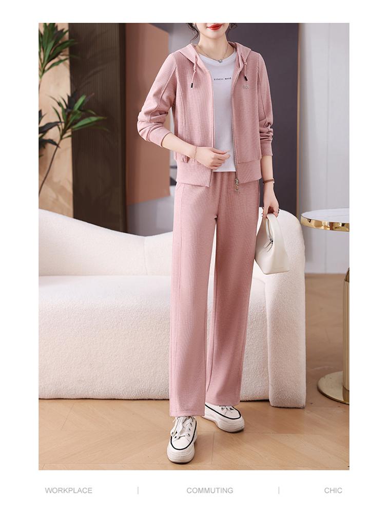 Woodpecker Women's Straight-Leg Pants & Sweatshirt Jacket Set - 2025 Spring/Autumn Casual Sportswear