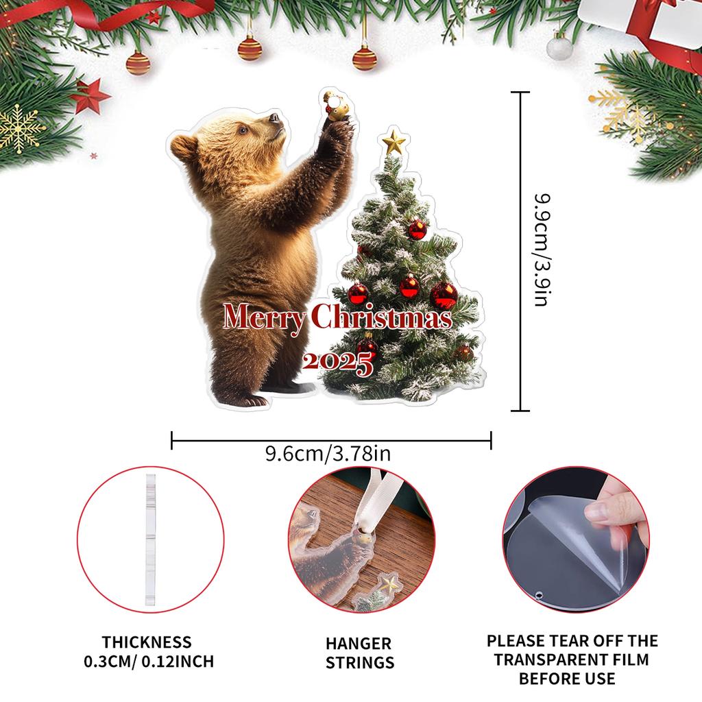 Cartoon Bear Christmas Pendant Ornaments Cute Polar Bear Panda Xmas Tree Hanging Pendant Decoration Home Car Decor Navidad Gifts