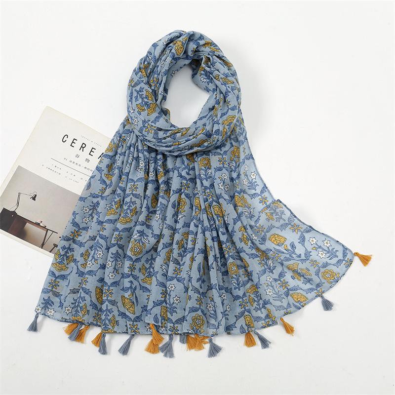 Fashion Luxury Petal Floral Tassel Viscose Shawl Scarf Lady High Quality Wrap Pashmina Stole Bufandas Muslim Hijab 180*90Cm