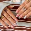24pcs 3D Gel Nail Tips With Handmade Dot French Design Women Long Almond Shape Press-On Nails