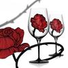 1pcs Hand Drawn Red Rose Patterned Cup Wedding Red Wine Champagne Glass Valentine's Day Wedding Rose Pattern Glass Wine Glass