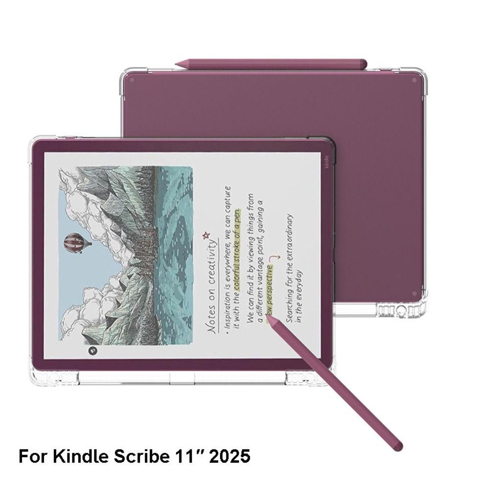 Měkké pouzdro z TPU pro čtečku e-knih s držákem na pero, odolné proti pádu, průhledné ochranné pouzdro s airbagem pro Kindle Scribe/Colorsoft 11 palců 2026