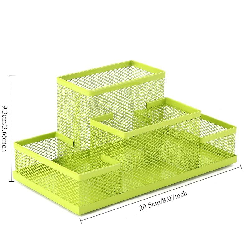 4 Grids Mesh Desk Organizer Office Supplies Pen Holder Multipurpose Space Saving Desk Organizer Storage Basket for Home Office