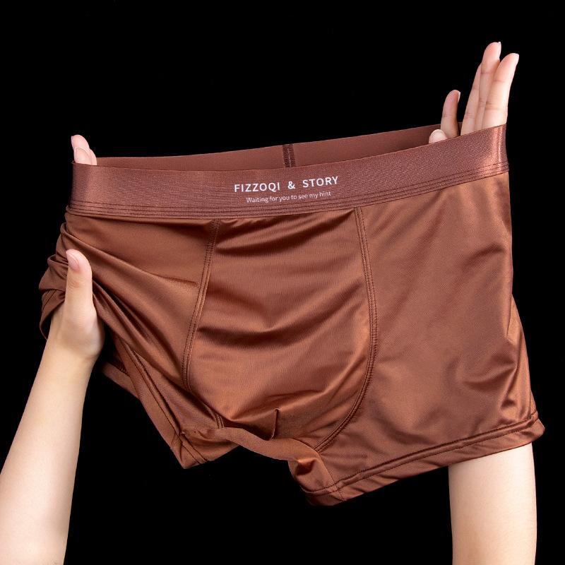 Men's Summer Thin Satin Ice Silk Breathable Antibacterial 10A Mulberry Silk Crotch Briefs