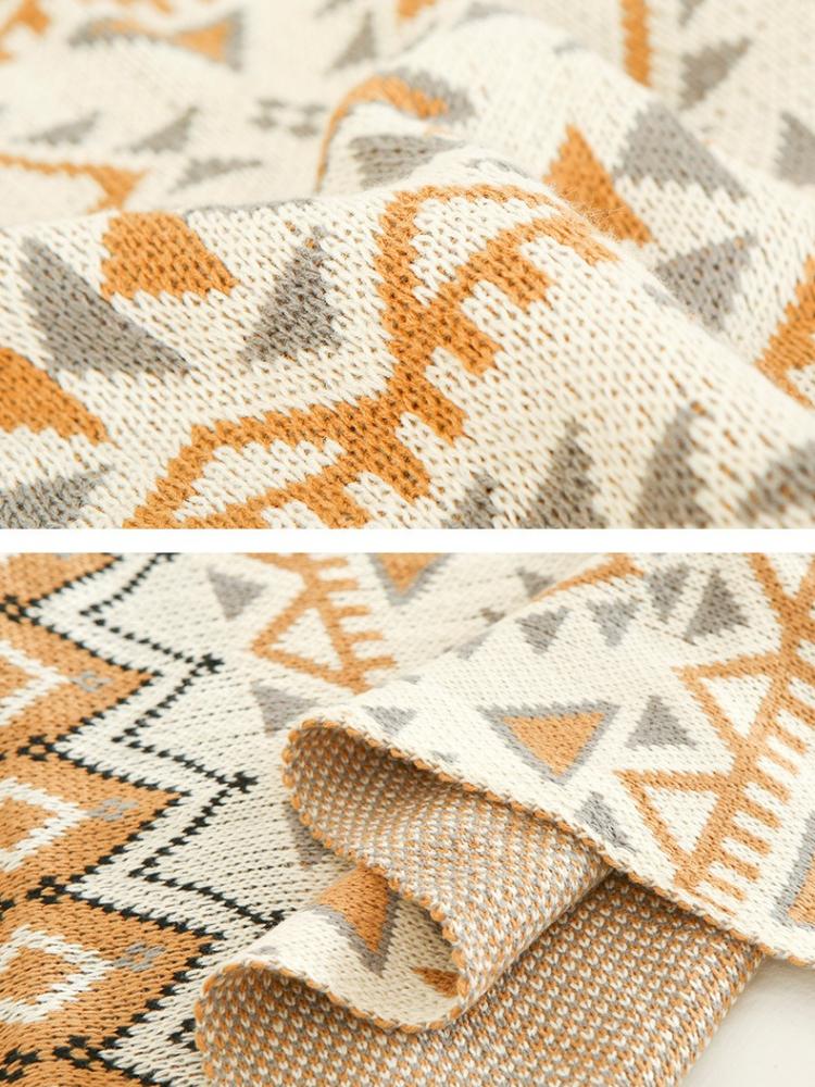 Boho Breeze Acrylic Throw Blanket Decorative Sofa Cover Blanket Thick Winter Small Bed Tail Throw Blanket Cozy Home Nap Blanket