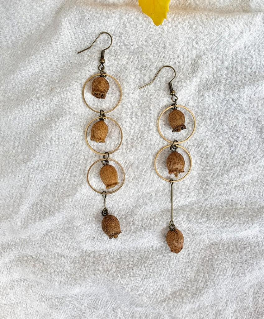 Zapfen Eichel Handgefertigt Echte Pflanze Ohrstecker, Umwandelbar in Ohrclips