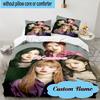 Custom Name 3PCS Kpop Fashion Bedding Set, Including 1pc Duvet Cover And 2pcs Pillowcases, Suitable for Dorms and Bedrooms Gift